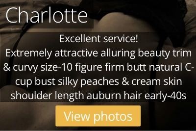Charlotte. Excellent service! Extremely attractive alluring beauty trim & curvy size-10 figure firm butt natural C-cup bust silky peaches & cream skin shoulder length auburn hair early-40s