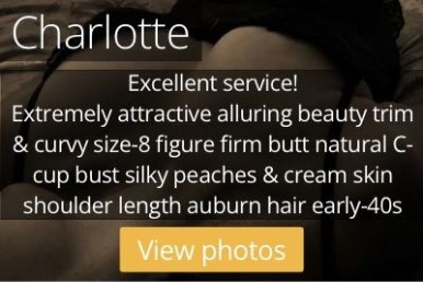 Charlotte. Excellent service!  Extremely attractive alluring beauty trim &amp; curvy size-8 figure firm butt natural C-cup bust silky peaches &amp; cream skin shoulder length auburn hair early-40s